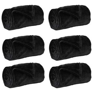 vidaXL Throw Blankets 6 pcs Black 130 x 150 cm 3.04 kg Fleece