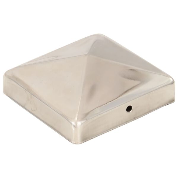 vidaXL Pyramid Fence Post Caps 6 pcs Stainless Steel 91x91 mm