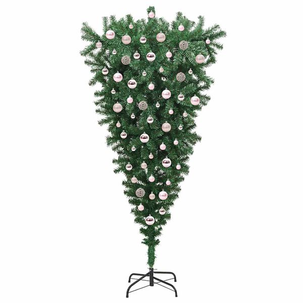 vidaXL Upside-down Artificial Pre-lit Christmas Tree with Ball Set PVC