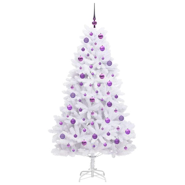 vidaXL Artificial Hinged Christmas Tree White 180 cm PVC and Steel