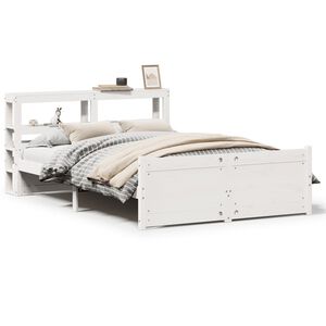 vidaXL Bed Frame with Headboard without Mattress White 120x200 cm