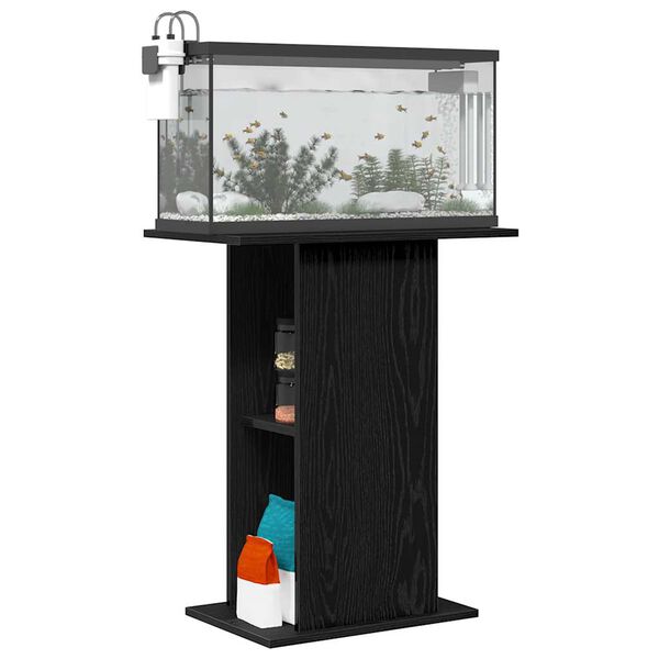 vidaXL Aquarium Stand Black Oak 60.5x36x72.5 cm Engineered Wood