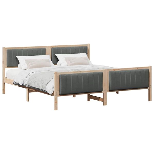 vidaXL Bed frame Brown and dark grey 180 x 200 cm Solid pine wood