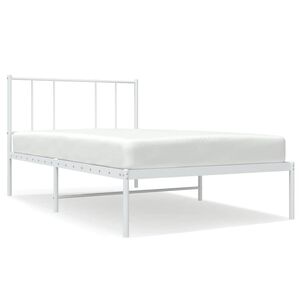 vidaXL Metal Bed Frame without Mattress with Headboard White 75x190cm