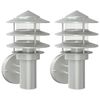 vidaXL Outdoor Wall Lights 2pcs Silver Stainless Steel