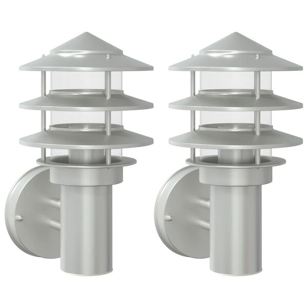 vidaXL Outdoor Wall Lights 2pcs Silver Stainless Steel