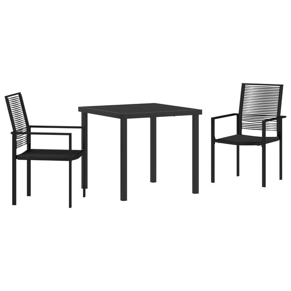 vidaXL Garden Dining Set 3 pcs Black Powder-Coated Steel