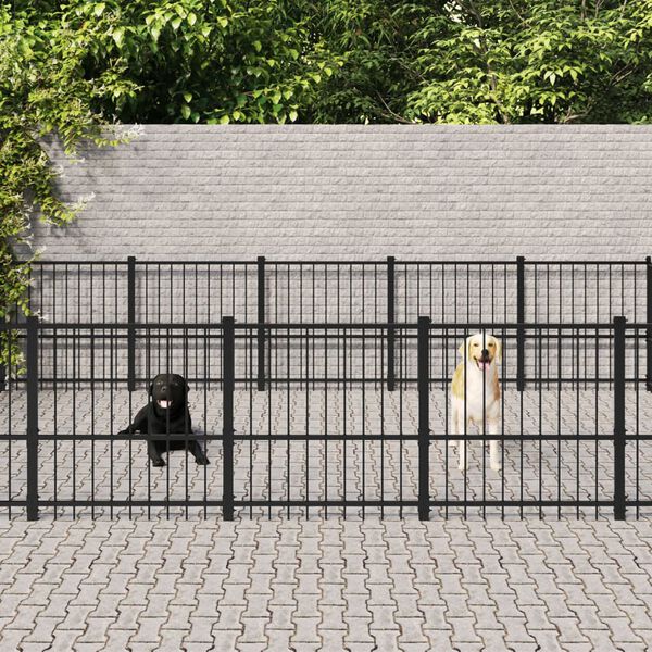 vidaXL Outdoor Dog Kennel Steel 18.82 m&sup2;
