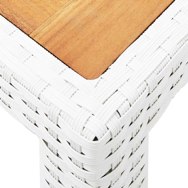 Garden Table White 190x90x75 cm Poly Rattan and Solid Acacia Wood