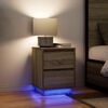 vidaXL Bedside Cabinet with LED Lights&nbsp;Sonoma Oak 38x34x50 cm
