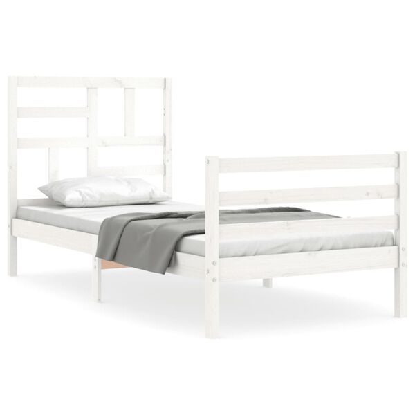 vidaXL Bed Frame without Mattress White Small Single Solid Wood
