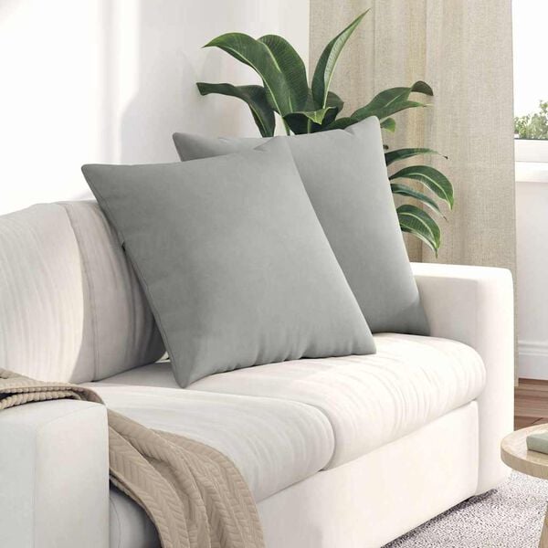 vidaXL Sofa Pillows 2 pcs Light Grey 80 x 80 cm Fabric