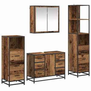 vidaXL Bathroom Furniture Set 4 pcs Old Wood Engineered Wood