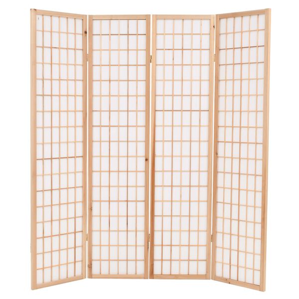 vidaXL Folding 4-Panel Room Divider Japanese Style 160x170 cm Natural