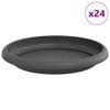 vidaXL Round Flower Tray 24 pcs Black &Oslash; 14 x 2 cm Plastic