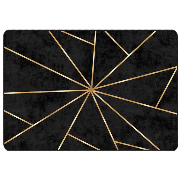 vidaXL Rug Washable Black and Gold 160x230 cm Anti Slip