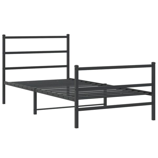 vidaXL Metal Bed Frame without Mattress with Footboard&nbsp;Black 100x190cm