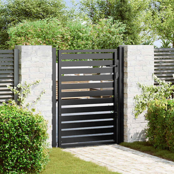 vidaXL Garden Gate Lockable Black 100x120 cm Aluminium