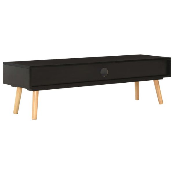 vidaXL TV Cabinet Black 120x35x35 cm Solid Pinewood