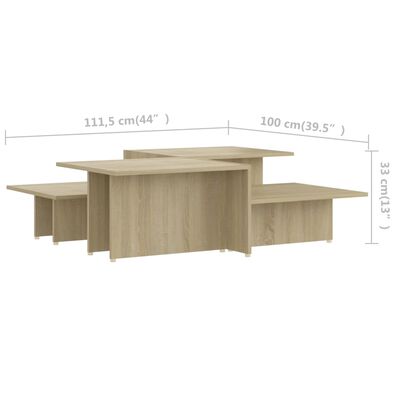 vidaXL Coffee Tables 2 pcs Sonoma Oak 111.5x50x33 cm Engineered Wood