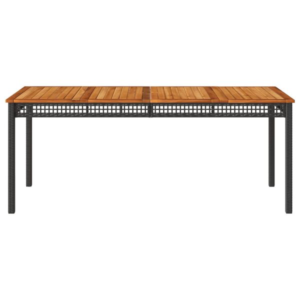 vidaXL Garden Table Black 180x90x75 cm Poly Rattan Acacia Wood