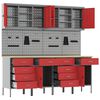 vidaXL Work Cabinet with Drawer 10 pcs Red Engineered Wood and Steel