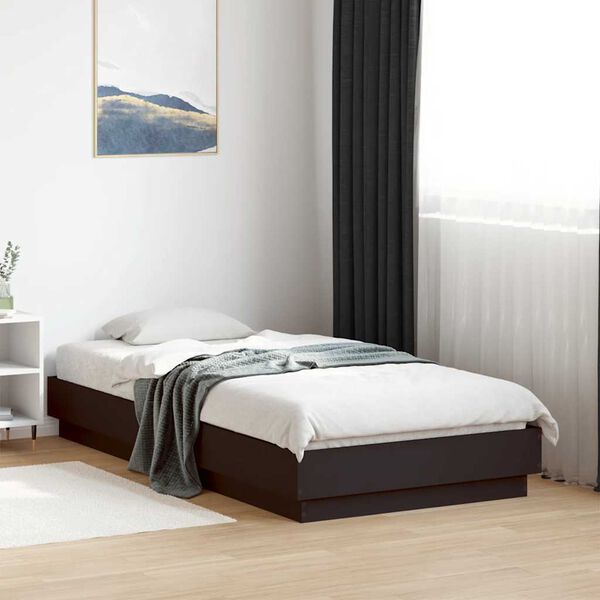 vidaXL Bed Frame without Mattress Black 90x190 cm Single Engineered Wood
