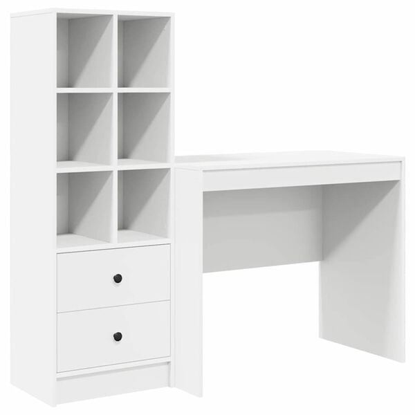 vidaXL Desk with Drawer 2 pcs White