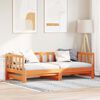 vidaXL Pull-out Day Bed Wax Brown 193.5 x 184 x 66 cm Solid Pine Wood