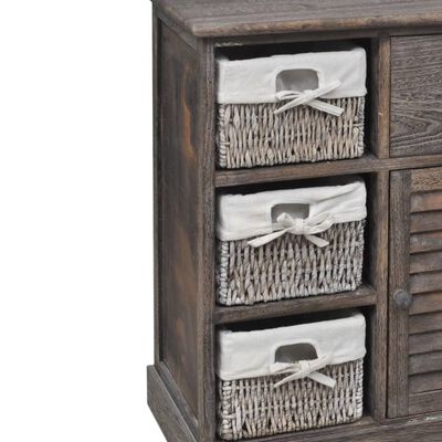 vidaXL Wooden Cabinet 3 Left Weaving Baskets Brown