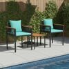 vidaXL Outdoor Furniture Set 3 pcs Black and Turquoise PE Rattan