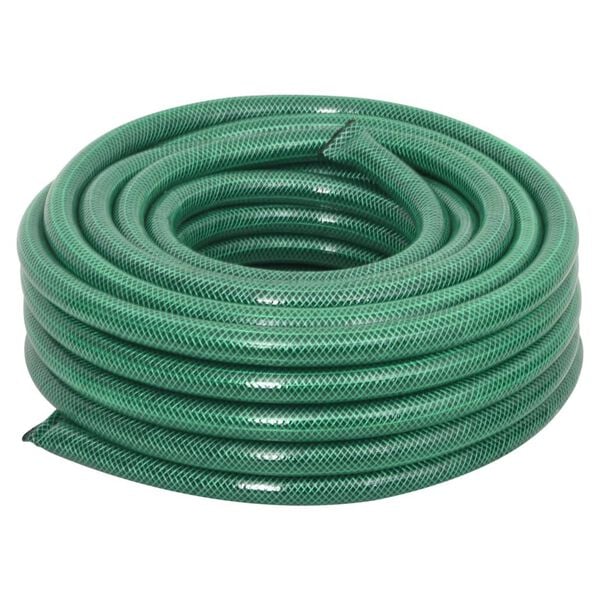 vidaXL Garden Hose with Fitting Set Green 0.75" 30 m PVC