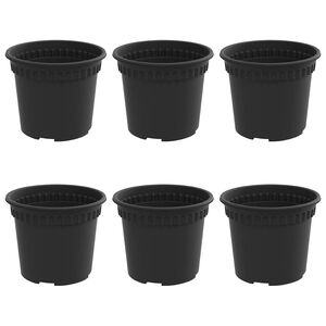 vidaXL Round Flower Pot 6 pcs Black &Oslash; 12.5 x 10 cm Plastic