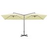 vidaXL Double Garden Parasol with Steel Pole Sand 600x300 cm