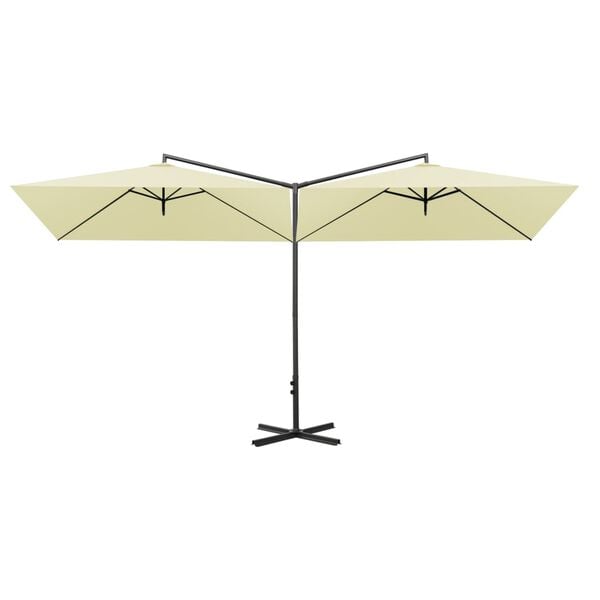 vidaXL Double Garden Parasol with Steel Pole Sand 600x300 cm