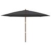 vidaXL Garden Parasol with Wooden Pole Black 400x273 cm