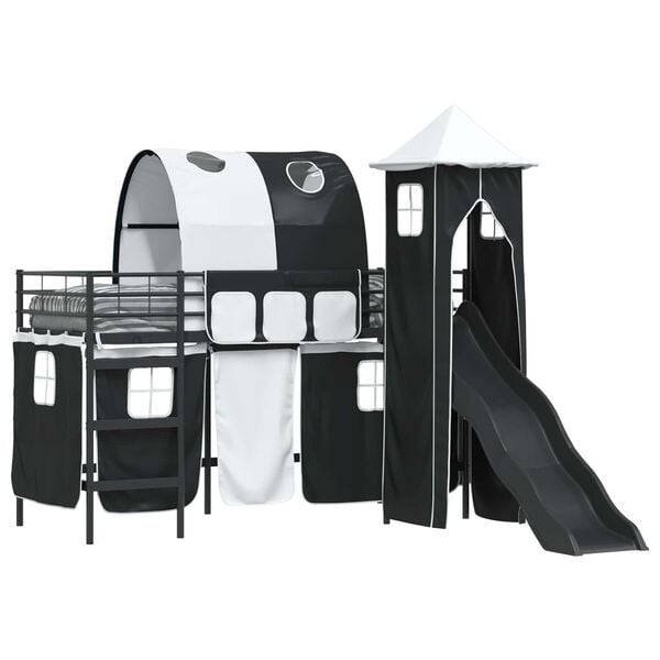 vidaXL Kids'Loft Bed Frame Black 99.5 x 190 cm Metal