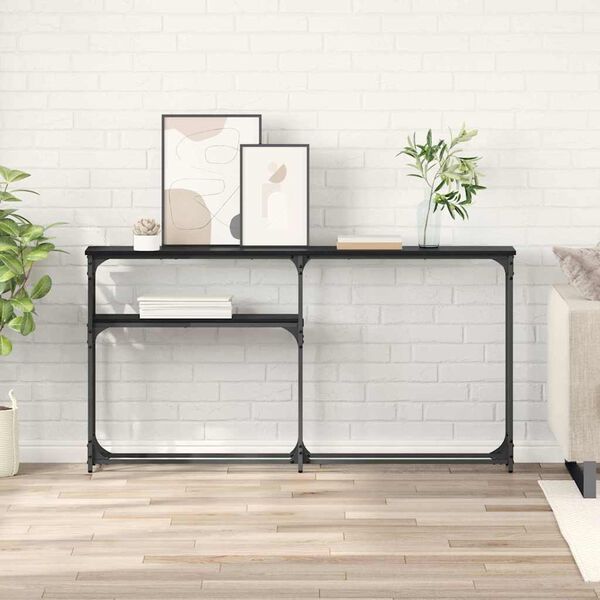 vidaXL ConsoleTable Black Oak 146 x 22.5 x 75 cm Engineered Wood