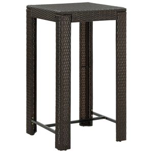 vidaXL Garden Bar Table Brown 60.5x60.5x110.5 cm Poly Rattan