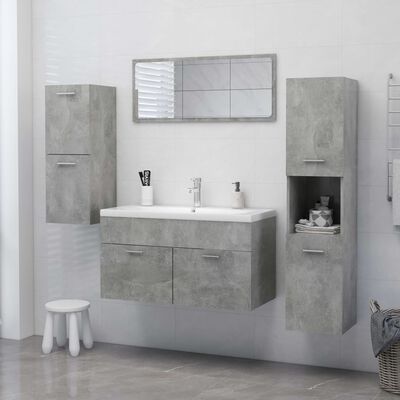 vidaXL Bathroom Cabinet Concrete Grey 30x30x80 cm Engineered Wood