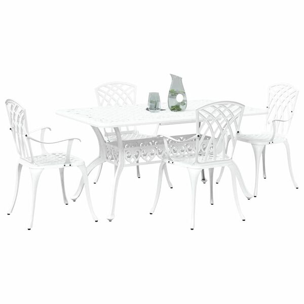 vidaXL Garden Dining Set 5 pcs White Aluminium