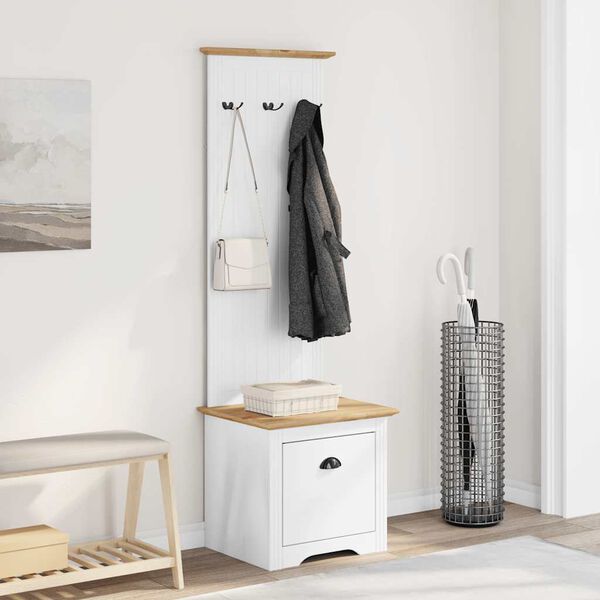 vidaXL Hallway Cabinet with Hooks BODO White and Brown 50x40x157 cm