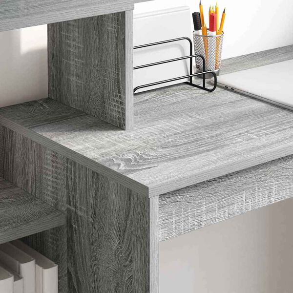 vidaXL Desk with Shelf Grey Sonoma 100 x 40 x 90 cm Engineered Wood