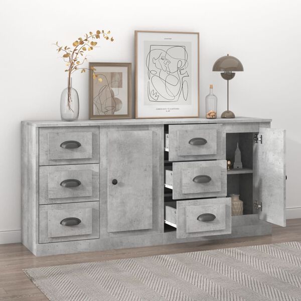 vidaXL Sideboards 2 pcs Concrete Grey Engineered Wood