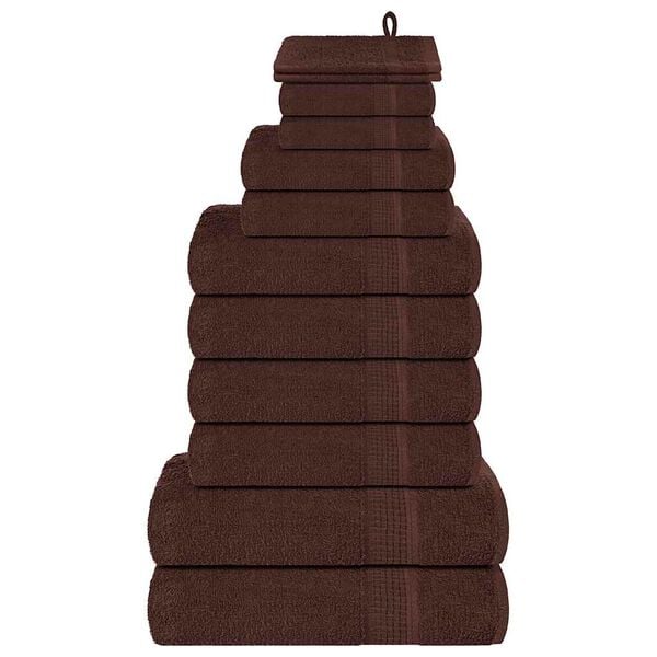 vidaXL 12 Piece Towel Set "FROGN" Brown 100% Cotton