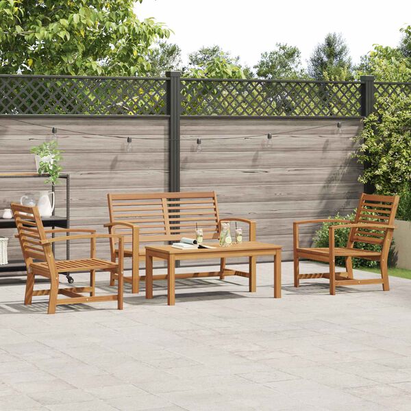vidaXL Garden Sofa Set 4 pcs Natural Solid Teak Wood