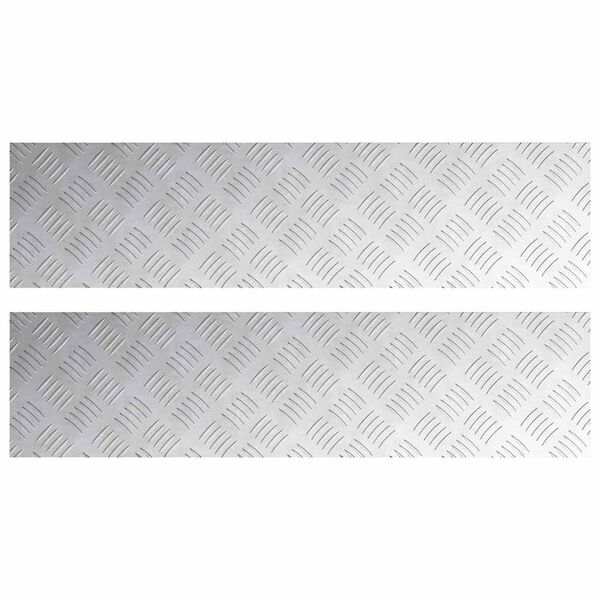 vidaXL Stair Tread Rectangular 2 pcs Silver 100 x 25 cm Aluminium
