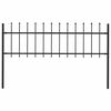 vidaXL Garden Fence with Spear Top Steel 1.8 m Black