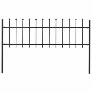 vidaXL Garden Fence with Spear Top Steel 1.8 m Black