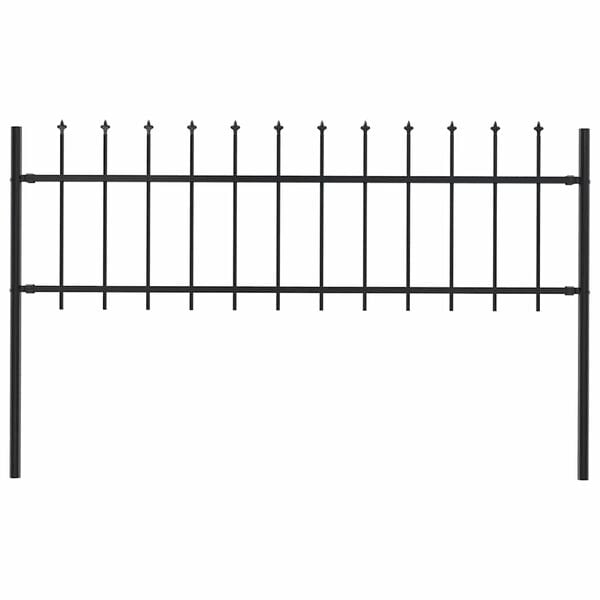 vidaXL Garden Fence with Spear Top Steel 1.8 m Black